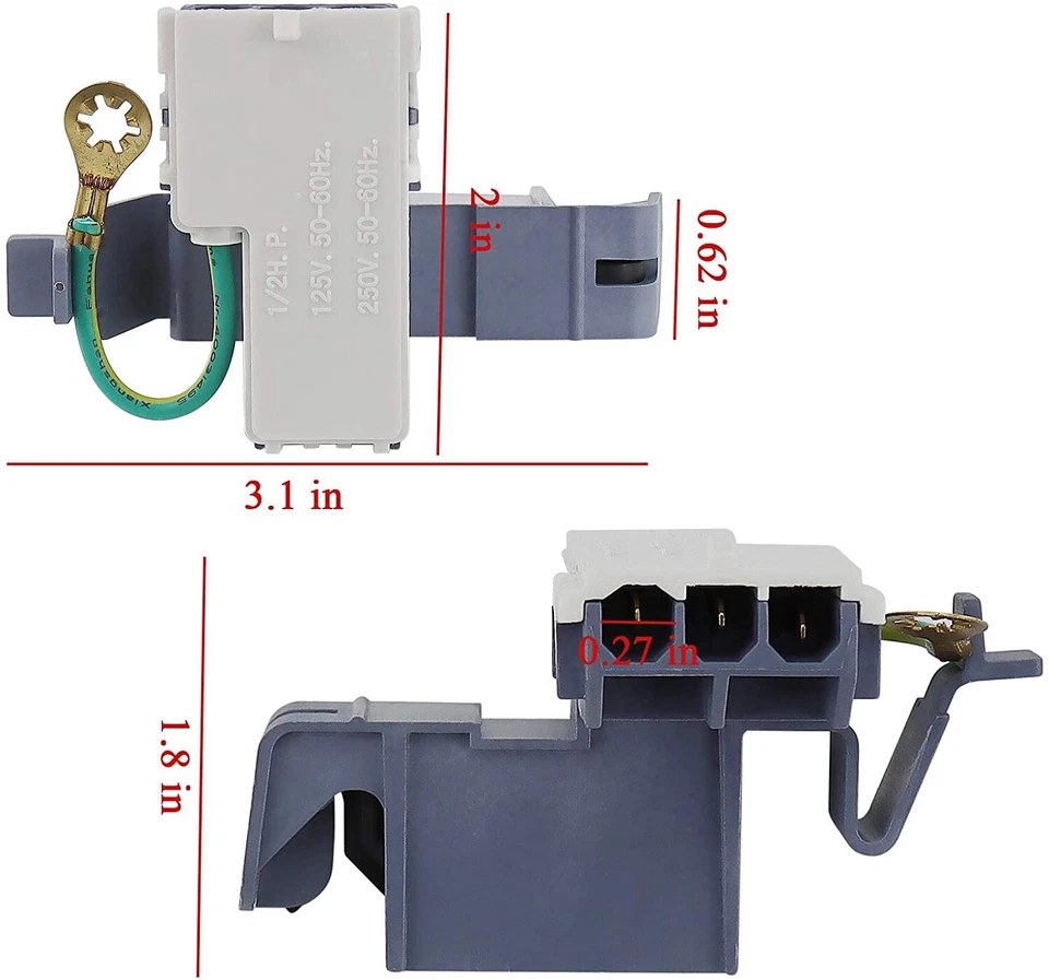 Interruptor de tapa de lavadora WP8318084 para Whirlpool AP6012742 PS11745957 PAQUETE DE 12 Foto 4 de 4