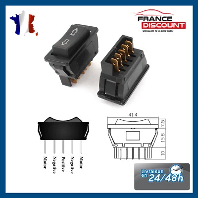 Bouton de Lève Vitre Universel AVANT ARRIERE tous modèles 5 Broches Connexions - Photo 1/4
