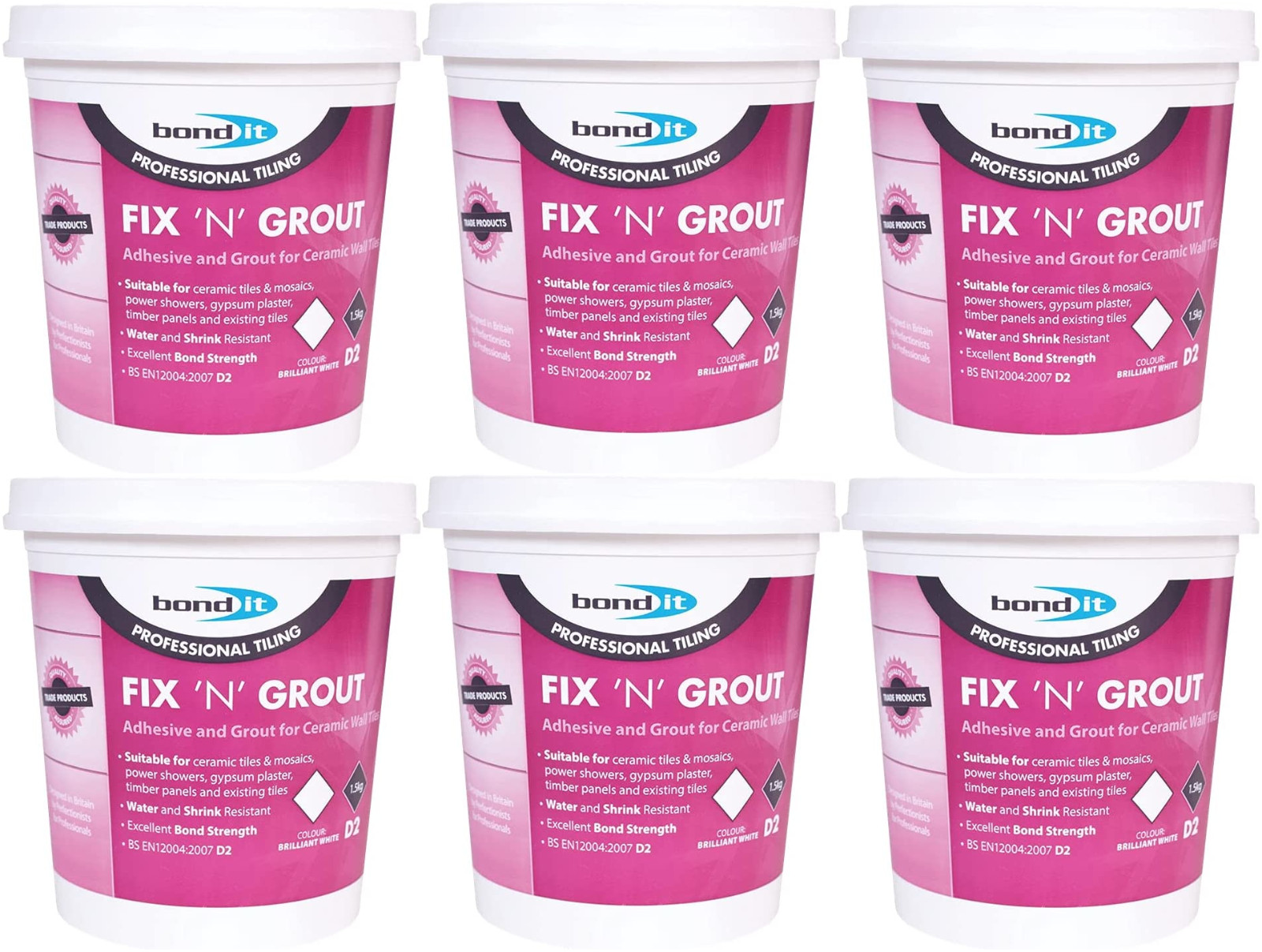 Bond It Fix N Grout Ready Mix Tile Adhesive Brilliant White 3.75Kg x 3 - Image 12