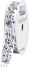Satin Musical Notes Craft Ribbon,5/8-Inch X 10-Yard,White/Black,Use for Gift Wra