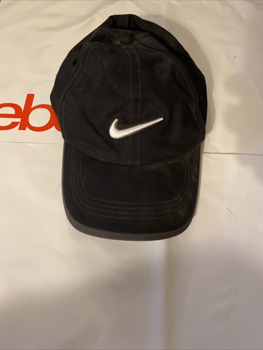 Nike Hat Men Strapback Black White Big Swoosh Hit Dri-Fit Nice Deal Vintage