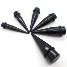 8MM-26MM EAR TAPERS EXPANDERS STRETCHERS PLUG TUNNEL BLACK ACRYLIC FLESH TAPER