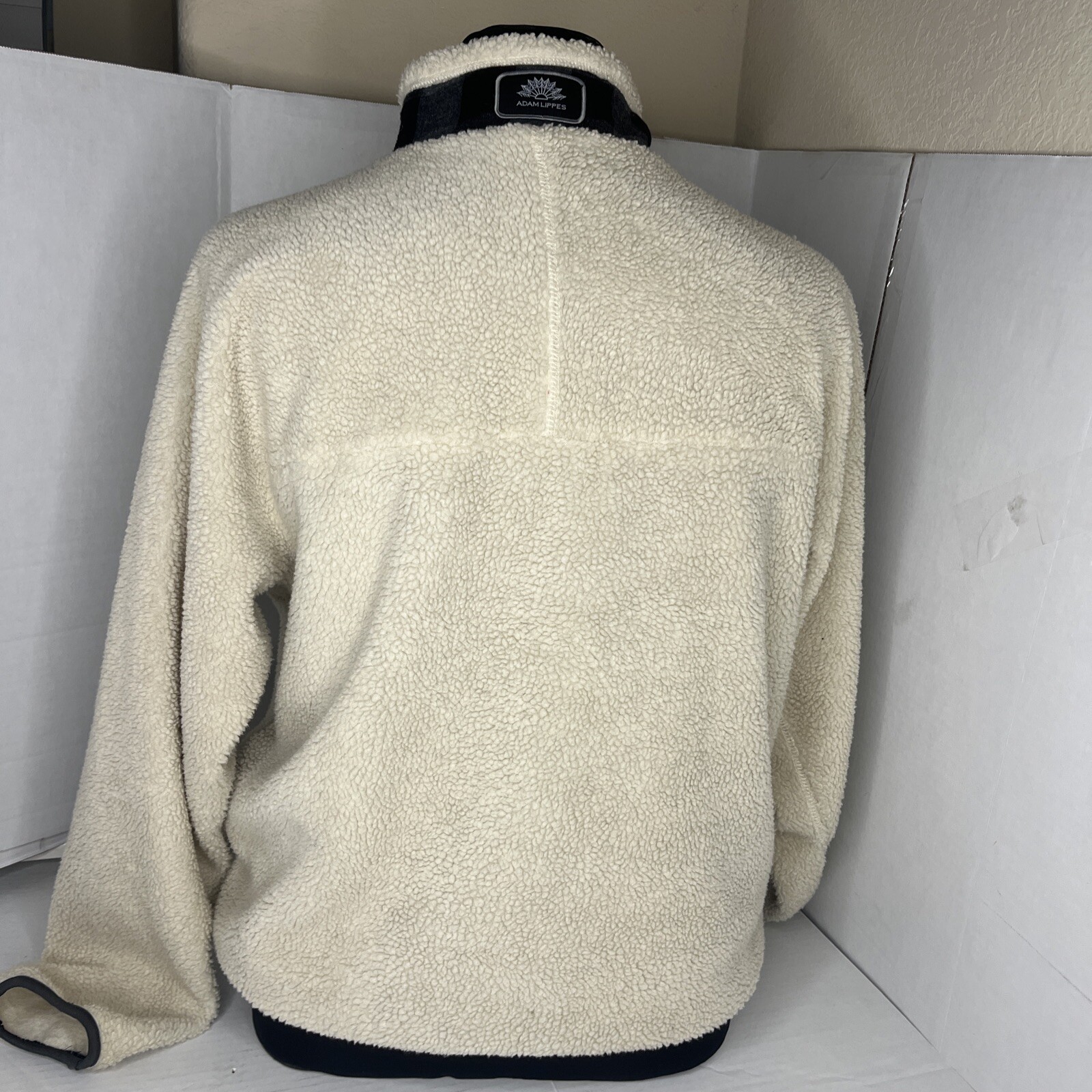 Adam Lippes Beige Sherpa Fleece Pullover Plaid Ta… - image 5