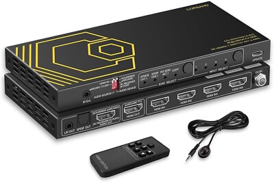 4-Port HDMI 2.1 Switch 8K@60Hz with eARC/ARC Audio Extractor for Home Theaters