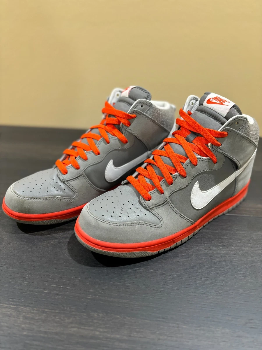 Nike Dunk High‎ Light Charcoal Grey Team Orange 317982-012 Og Rare Men\'s Size 12 Nike Dunk High Gray - 317982-012 for Sale | Authenticity  main image 3
