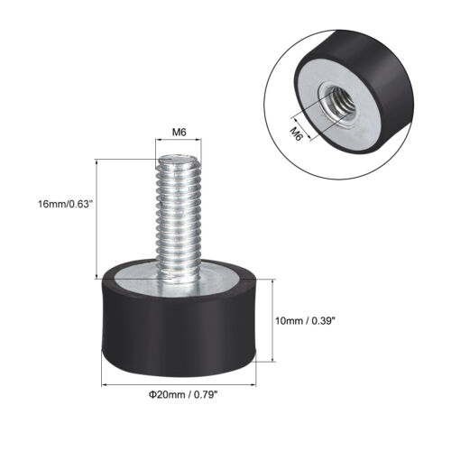 8pz M6 Gomma Anti Vibrazioni Isolatori Supporti Ammortizzatori 20mm x 10mm - Foto 3 di 5