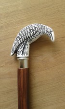 Antique Style Raven Head Handle Nautical Maritime Wooden Walking Cane Stick