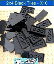 Lego 2x4 Black Tile Tiles Flooring Smooth Finishing X10 NEW