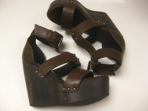 ALL SAINTS MULES SANDALS 4 37 PLATFORM wedge high heel brown leather gladiator - Picture 4 of 19