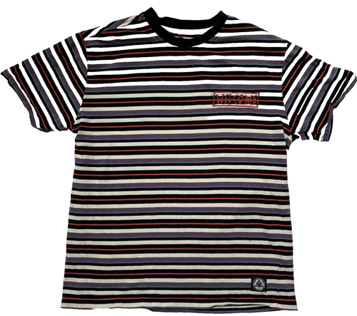 WELCOME Skateboard Black Striped Shirt 90s Multicolor Crewneck Classic SKATER