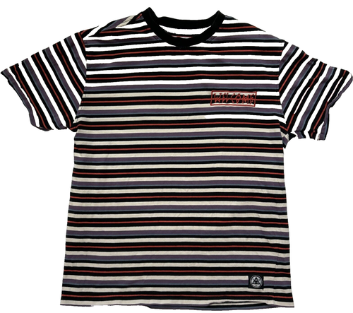 WELCOME Skateboard Black Striped Shirt 90s Multicolor Crewneck Classic SKATER - Picture 1 of 10