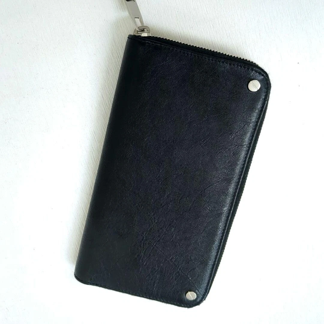 Balenciaga Genuine Leather Round Zipper Long Wallet made in Italy from Japan