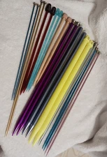 Vintage Lot Aluminum and plastic Knitting Needles 11 Pairs all sizes
