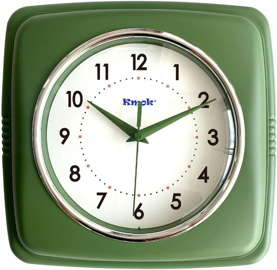 9 Inch Retro Square Wall Clock - Battery Operated Silent Non-Ticking Decorative