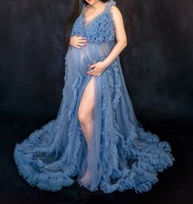 Maternity Dress For photography Blue (One Size)