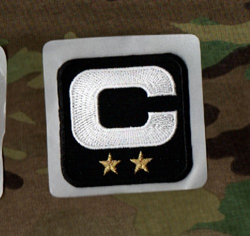 2025 Football Season BLACK Generic 3 -⭐⭐⭐ - Star Stick-on CAPTAIN White C-PATCH - Picture 3 of 5