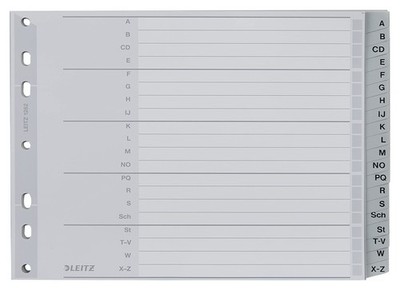 Esselte Leitz Half Height Plastic A-Z A4 Polypropylene 20 Sheets Grey