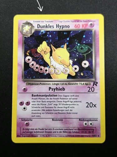 Dark Hypno 9/82 Swirl Holo Rare Team Rocket German Dunkles Hypno Pokemon 2000