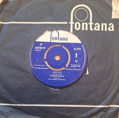 CARMEN McRAE Take five / It s a raggy waltz Fontana 261181 TF mod jazz classic