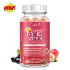 Vitamin D3 10000 IU + K2 (MK-7) 200mcg w/Calcium Magnesium Zinc VEGAN Gummies