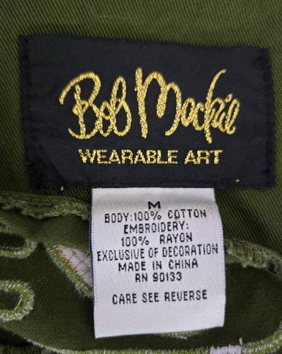 Bob Mackie Wearable Art To Wear Boho Embroidered Jacket Pea Green Multi Sz M - Picture 9 of 15