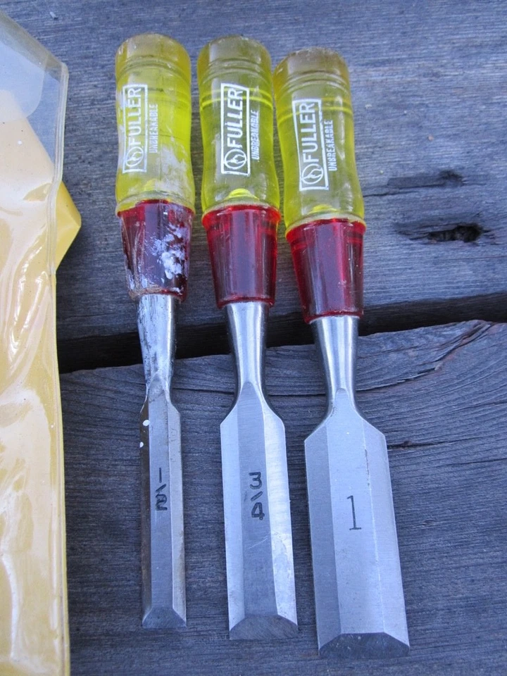 Vintage Fuller "unbreakable" chisel set in original packge 1/2" , 3/4" ,1" - Image 3 of 4