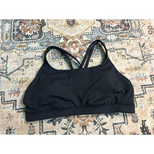 Lululemon Energy Bra Medium Support Size 14 Black strappy Athletic top