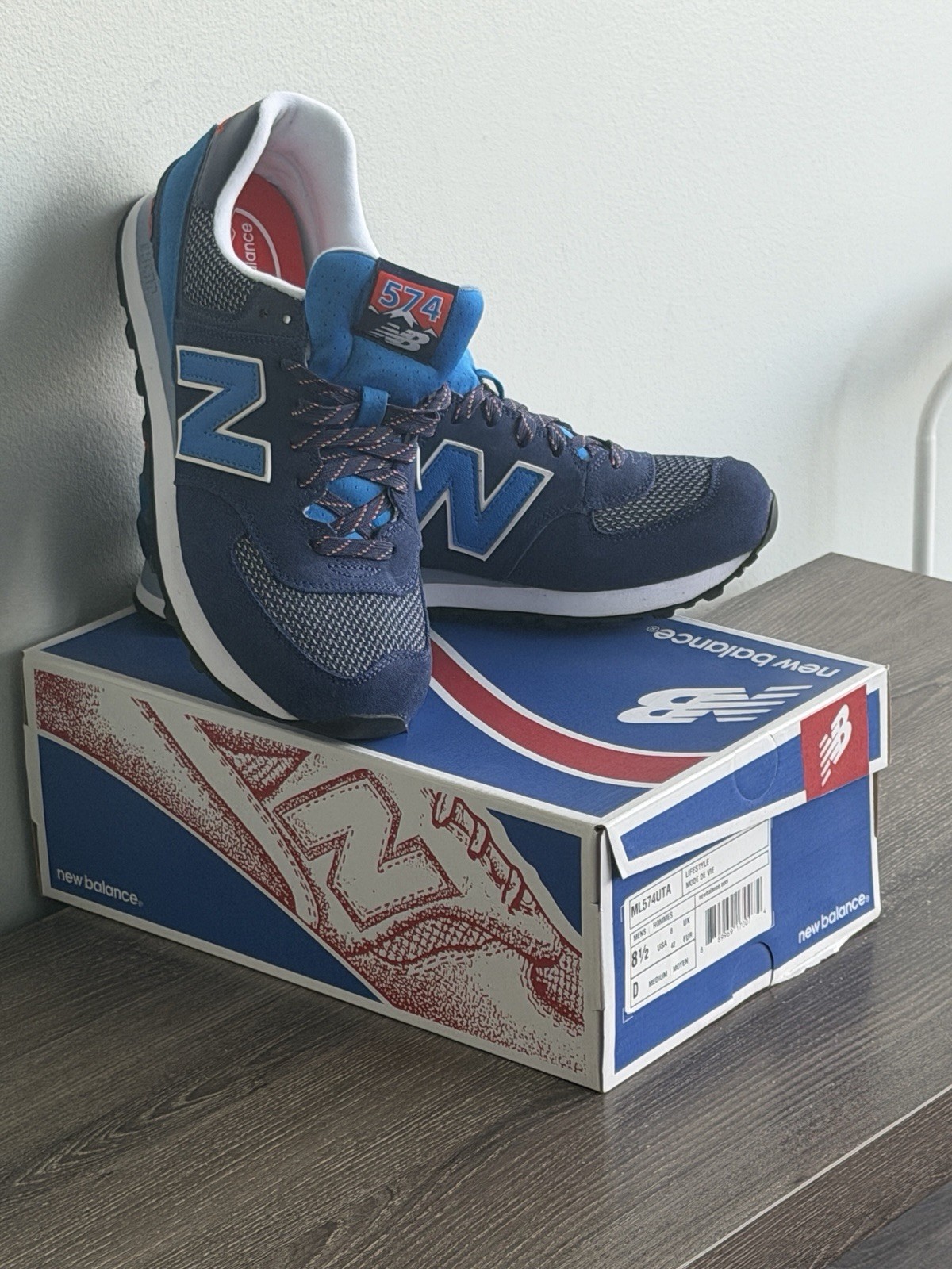 New Balance 574 Day Hike Men’s Size: US 8,5 -D (ML574UTA) Navy RARE New in Box image 2
