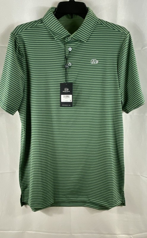 Good Good Women's Patrons Polo Green Striped Short Sleeve Golf Shirt Sz S NWT