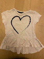 River Island Mini BabyGirls Peplum T-Shirt Heart Print Size 18-24 Months VGC