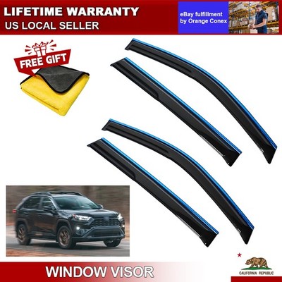 For 2017 Toyota Highlander 4PCS Acrylic Window Visors Silver edge chrome