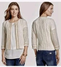 Chico s Embellished Lace Artisan Jacket Size 2 or Medium Sz 12
