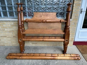 1800s Era Gorgeous Stunning Rare Solid Curly Tiger Maple Handmade Full Rope Bed