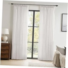 Pinch Pleated Linen Curtains 96 Inches 40"W x 96"L Pack of 2 Bleached Linen