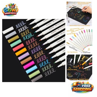 Set of 12 Fine Point Metallic Markers, Perfect for Crafting & Art Projects