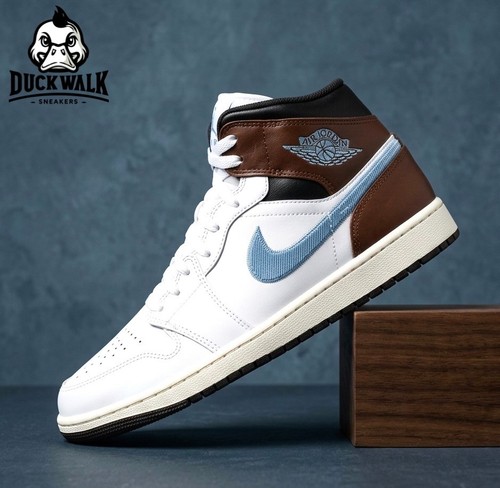 Nike Air Jordan 1 Mid SE White Blue Grey Black Sail FQ7831-142 Men's Sizes NEW