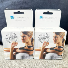 StrengthTape Kinesiology Sports Tape Black 2in x 16.4ft 2-Pack Water Resistant