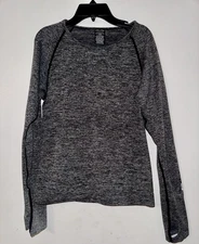 Pink Active Long Sleeve Seamless Workout Top. Size XL Marble Gray Color