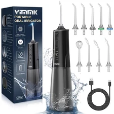 Water Flosser, Cordless Water Dental Flosser, 9 Jet Tips 5 Modes 300ML IPX7 W...