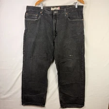 Levi's 569 Jeans Men's 38x30 Loose Fit Straight Leg Black Dark Wash Denim