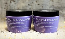 2x LUSETA Biotin  Collagen Hair Mask Strengthening  Thickening 3.38oz ea NWOB 