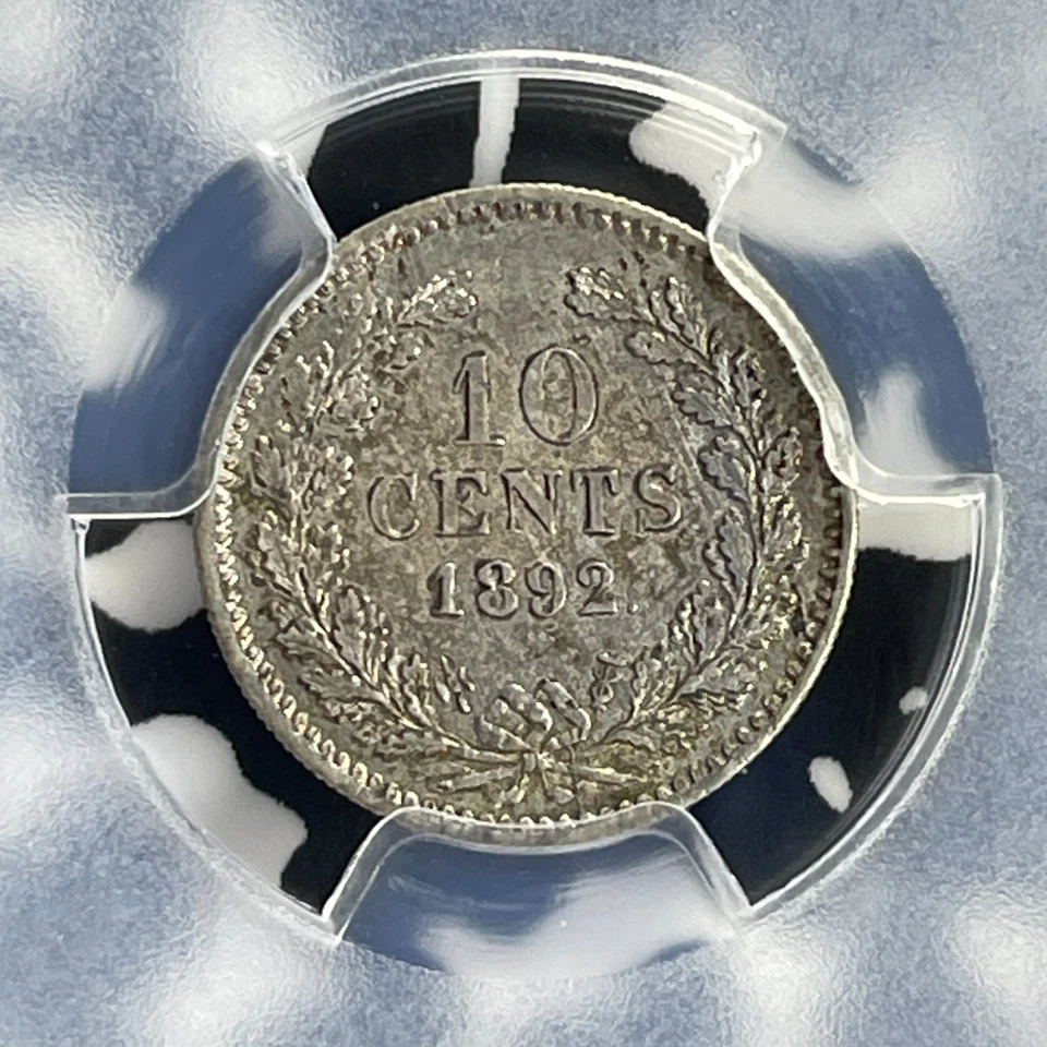 1892 Netherlands 10 Cents PCGS MS63 Lot#G774 Silver! Choice UNC! - Image 4 of 4