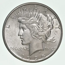 (1) BU 1925 (P) Peace Silver Dollar $1 Unc MS 90% - Dripping with Luster