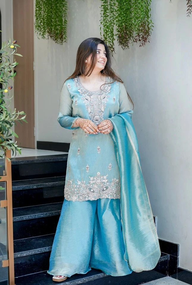 Дизайнерский индийский пакистанский Salwar Kameez Болливуд платье вечеринки износ костюм свадьбы - Изображение 4 из 4