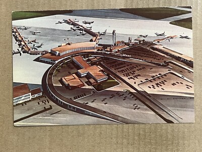 Postcard Denver CO Colorado Stapleton Intl Airport Artist Rendering Jet Age