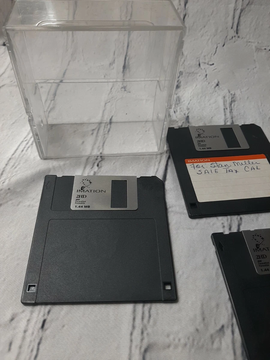 Vtg Imation Small Square 9 Piece Hard Computer Business Office Disk With Case
