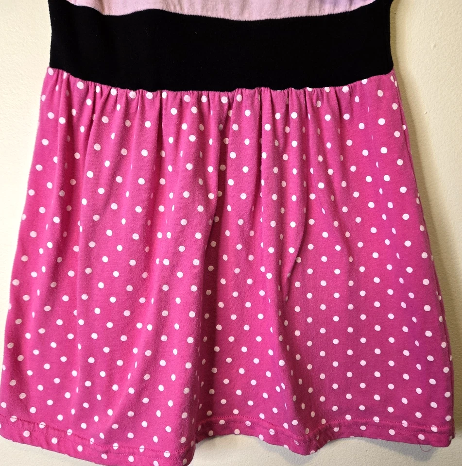 Hello Kitty Dress / Attached Jacket - Girls Size S (6-6X) Pink Polka Dot & Blk - Image 3 of 4