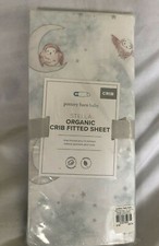 Pottery Barn Kids Stella Blue Owl Moon Organic Crib Fitted Sheet