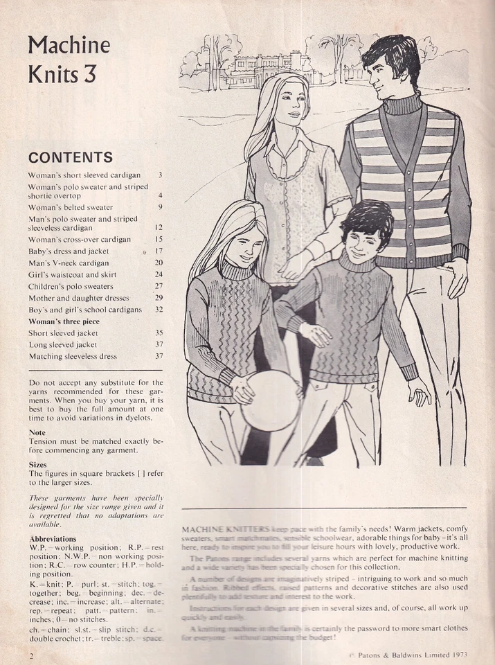 Patons #181 Machine Knits 3~Patterns For The Whole Family~Waistcoats/Sweaters - Image 2 of 4