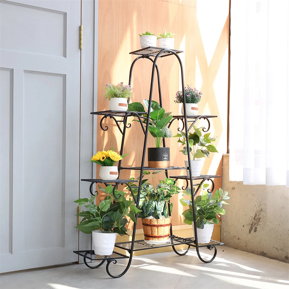 9 Macetas Grande Alto Soporte para Plantas Balcón Jardín Patio Flor Almacenamiento Estante Decorativo Foto 2 de 4